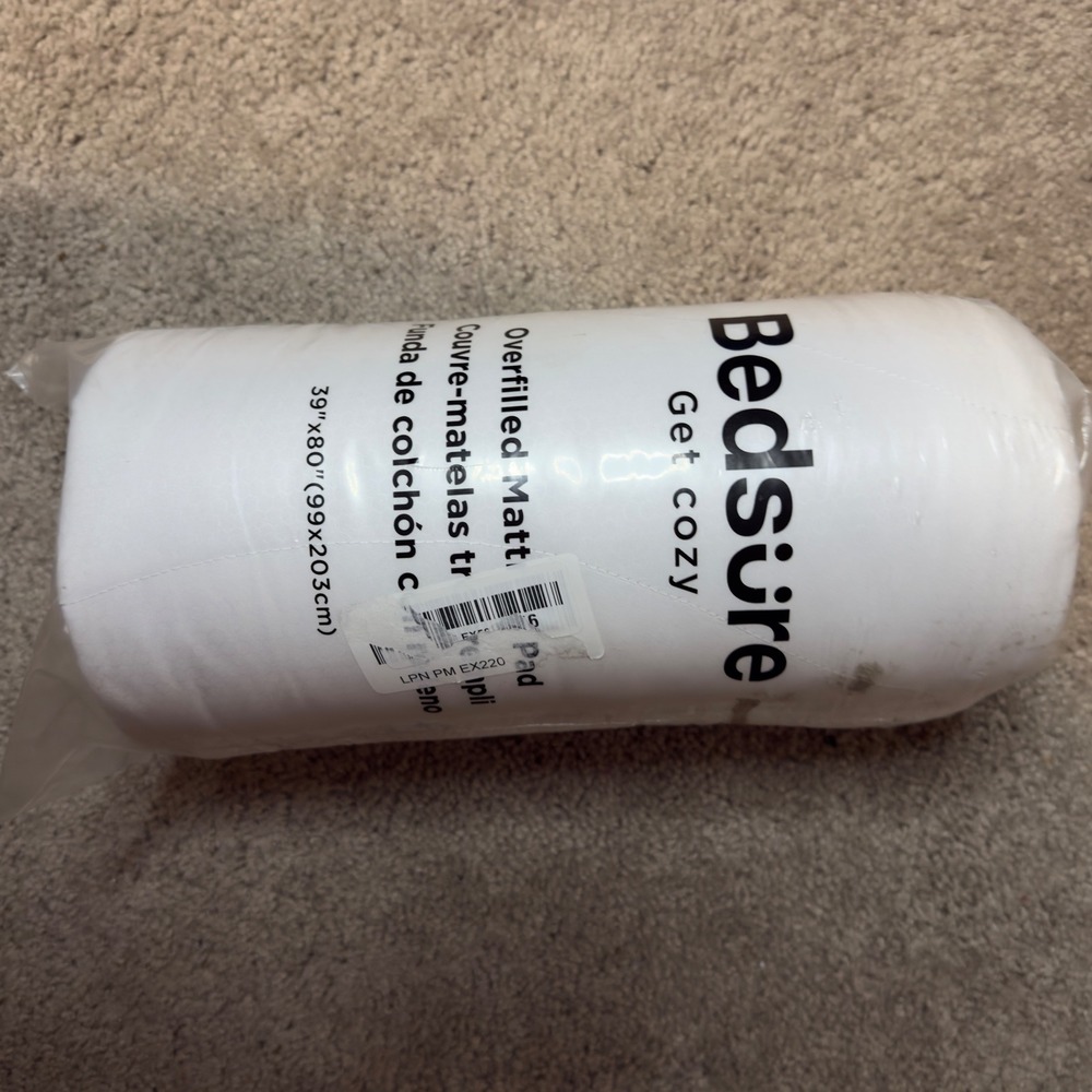 Bedsure Overfilled Mattress Pad White Quilted Cover 39x80 Twin XL New